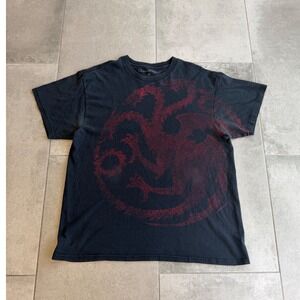 Vintage Game of Thrones House Targaryen Dragon T-Shirt Mens XL Black Red HBO Tee
